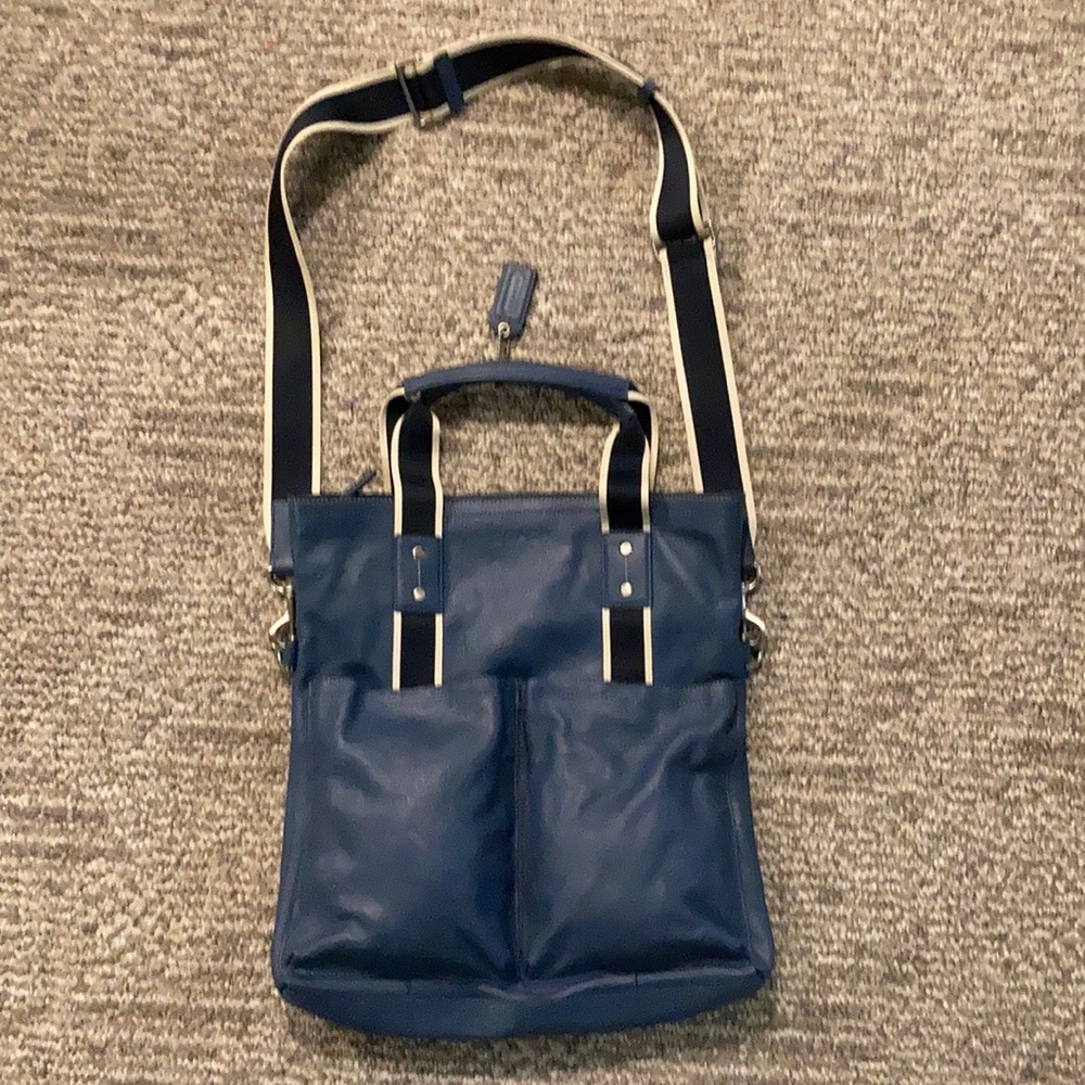Men’s coach bag like new blue fold over.
